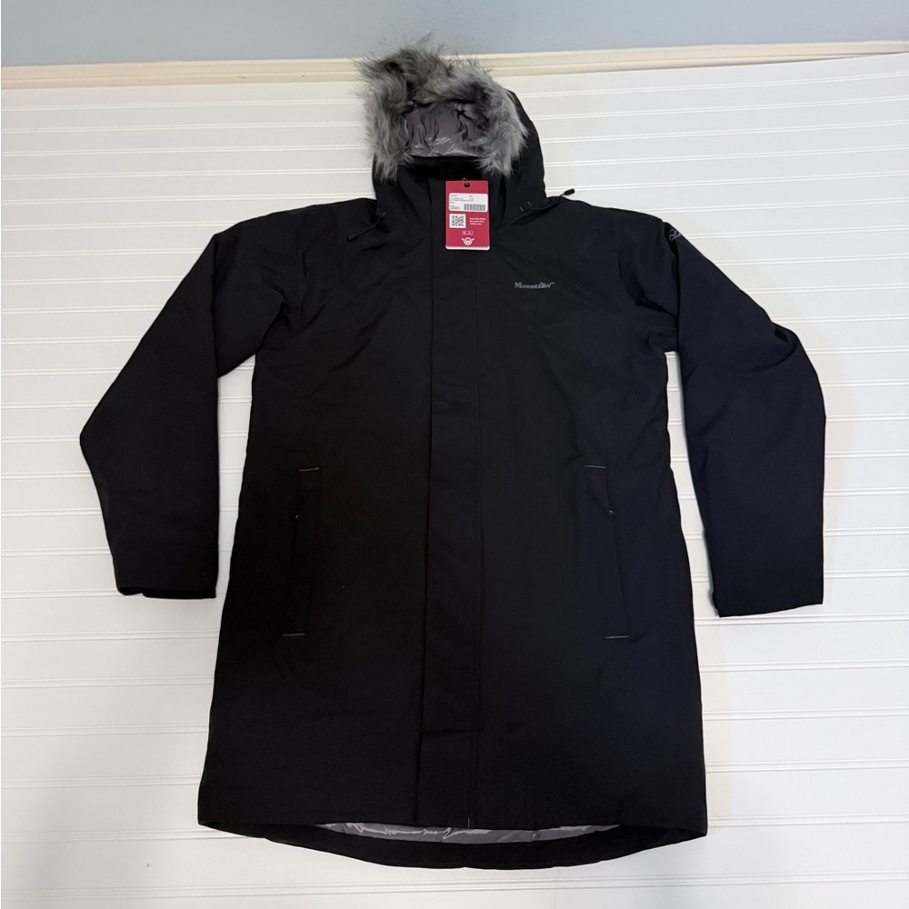Moosejaw Men’s Hooded Down Parka Jacket in Black Size Small